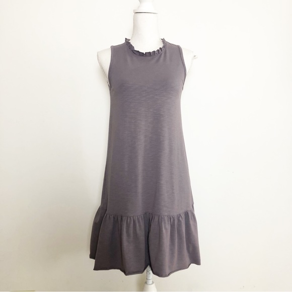 ANTHROPOLOGIE LILLA | P Gray Sleeveless Tank Ruffle Peplum Mini Dress Size XS - Picture 12 of 12